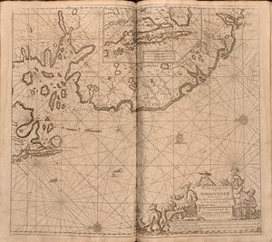 Mappa dalla collezione di mappe della Biblioteca Nazionale. La mappa è stata pubblicata in () e mostra la costa norvegese, Agder, Rogaland da Johannes van Keulen  